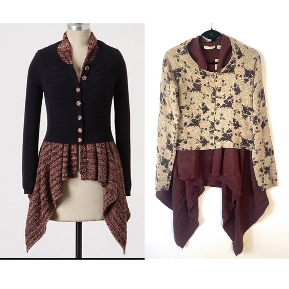 Anthropologie Sleeping On Snow Cozy Floral Layered Cardigan - Picture 10 of 10